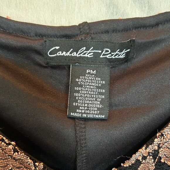 Candalite Petite Black Copper Lace Sequined Romantic Goth Maxi Dress PM - Picture 3 of 11